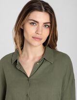Overhemdblouse - Linnenmix - donkergroen
