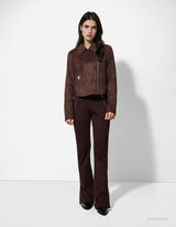 Bikerjacke - Wildlederimitat - braun