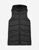 Tepitud vest - kapuuts - must