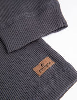 Tričko s dlhými rukávmi - Henley výstrih - tmavoseda