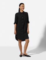 Kleid - Hemdkragen - Schwarz