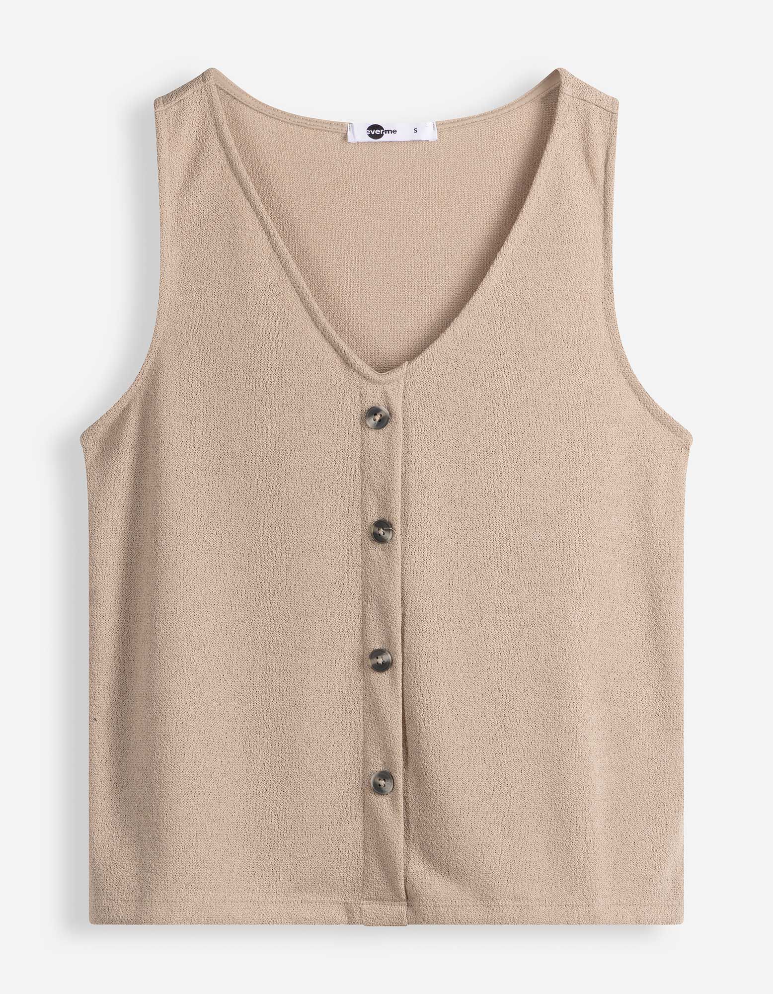 Top en tricot - Patte de boutonnage - beige