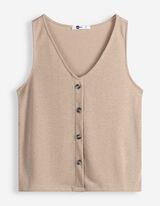 Top en tricot - Patte de boutonnage - beige