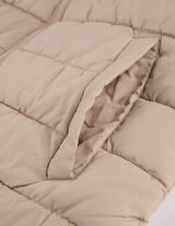 Dlhá vesta - Kapucňa s tunelovým sťahovaním - bezova