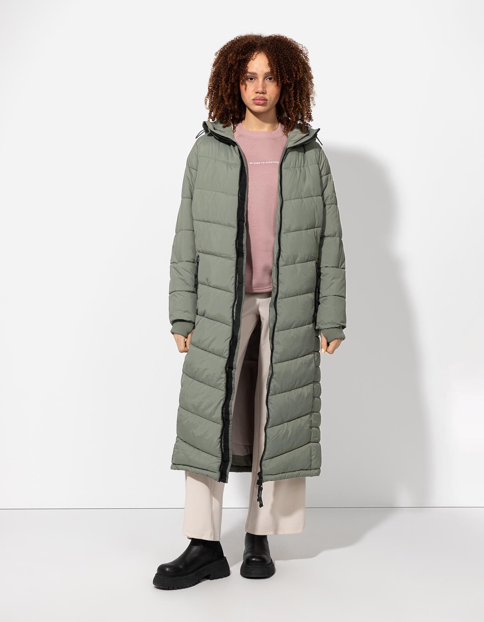 Gewatteerde jas - Kap - donkergroen - Takko Fashion
