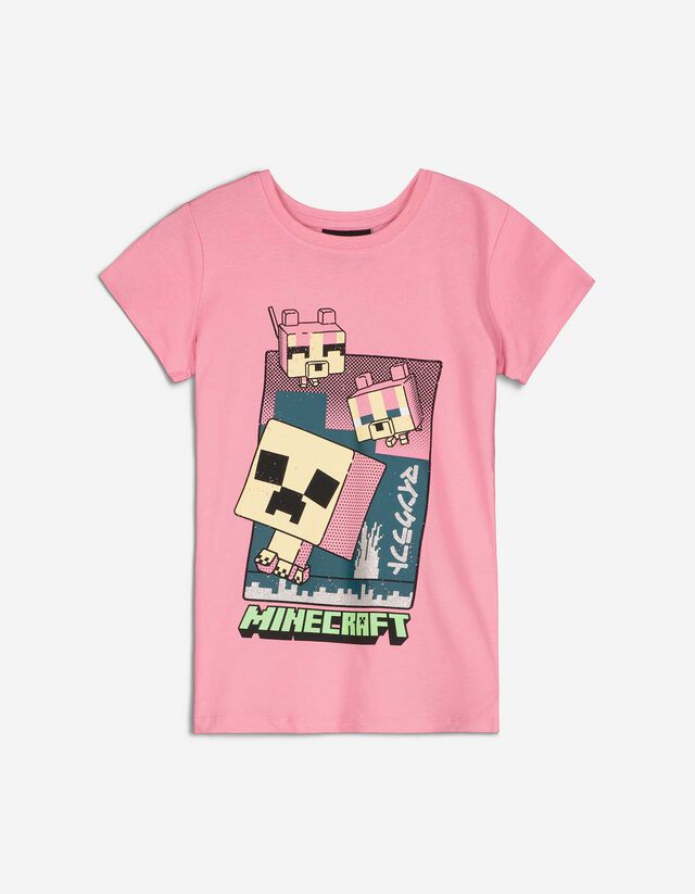 T-shirt - Minecraft - rozowy