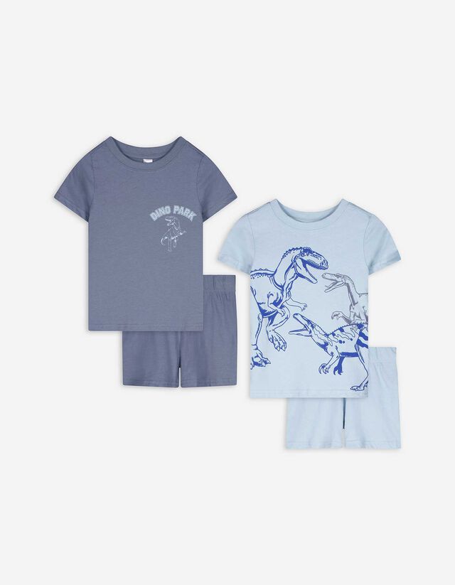 Pyjama Set aus Shirt und Shorts - 2er-Pack - hellblau