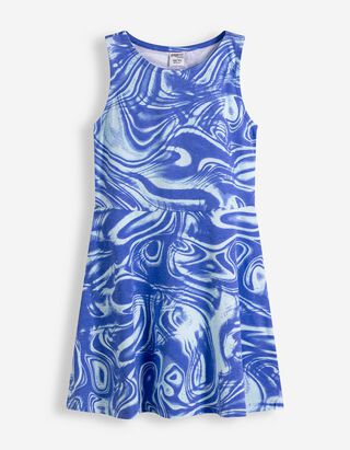 Kleid - Allover-Print - Hellblau