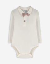 Set van romper en broek - Geappliqueerd strikje - wit