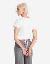 Zkrácené tričko - Šněrování - bílá