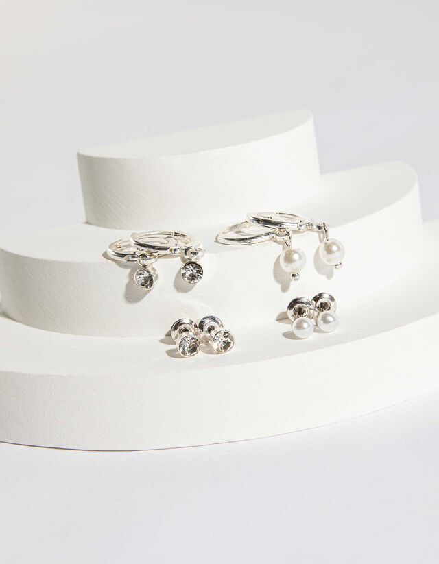Cercei ear cuff - Pachet de 4 - Argintiu