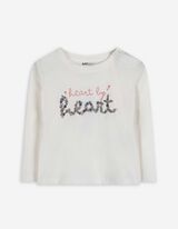 Tričko s dlouhým rukávem - Třpytivý potisk - bílá