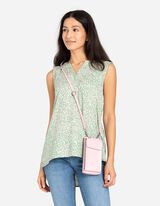 Kabelka na mobil - Kožen&yacute; vzhľad - ruzova