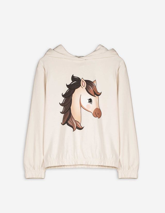 Felpa con cappuccio - Orlo compatto - beige