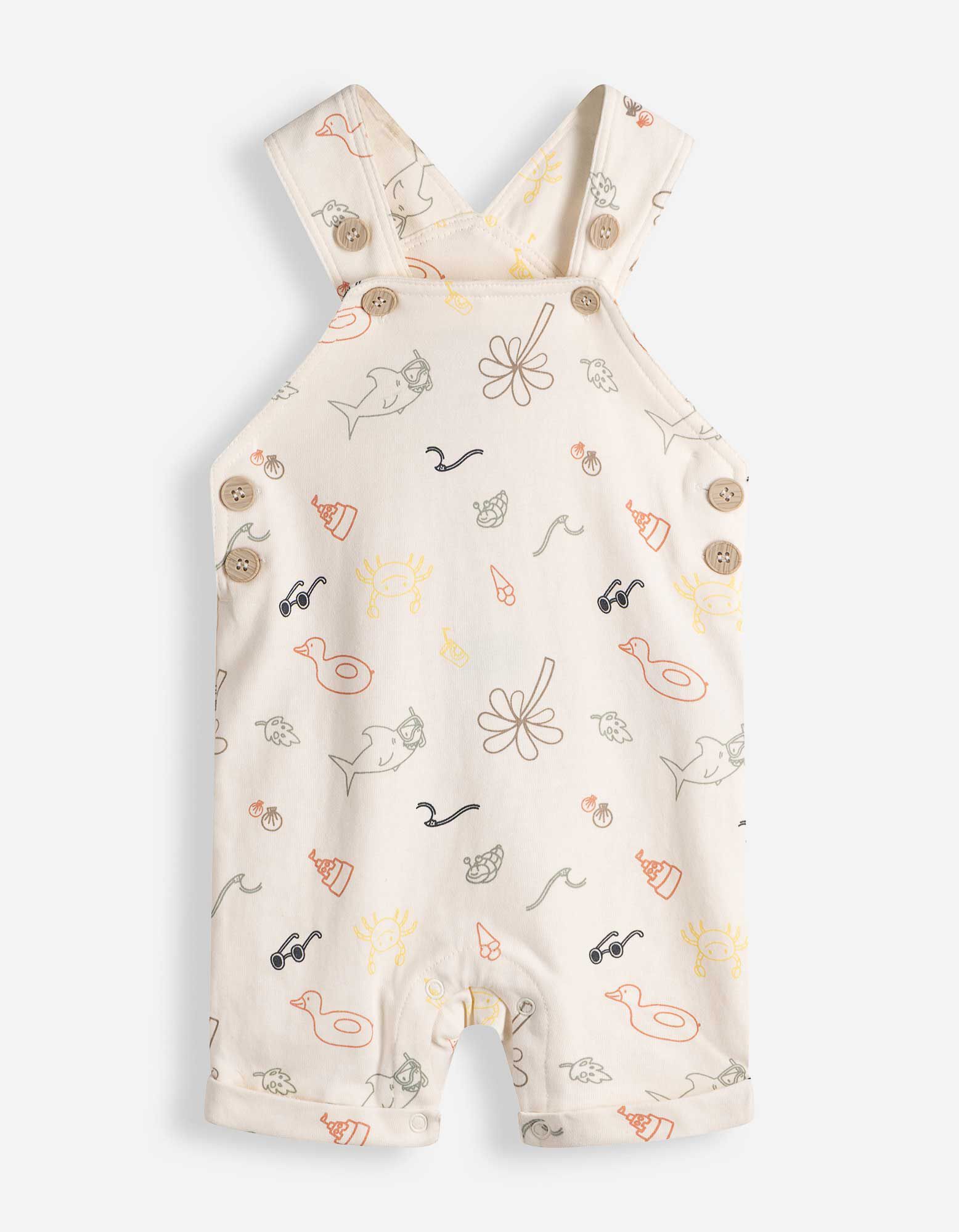 Set aus Shirt und Latzhose - Allover-Print - Off-White