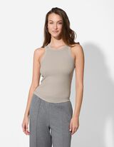 Top - Geribde structuur - beige