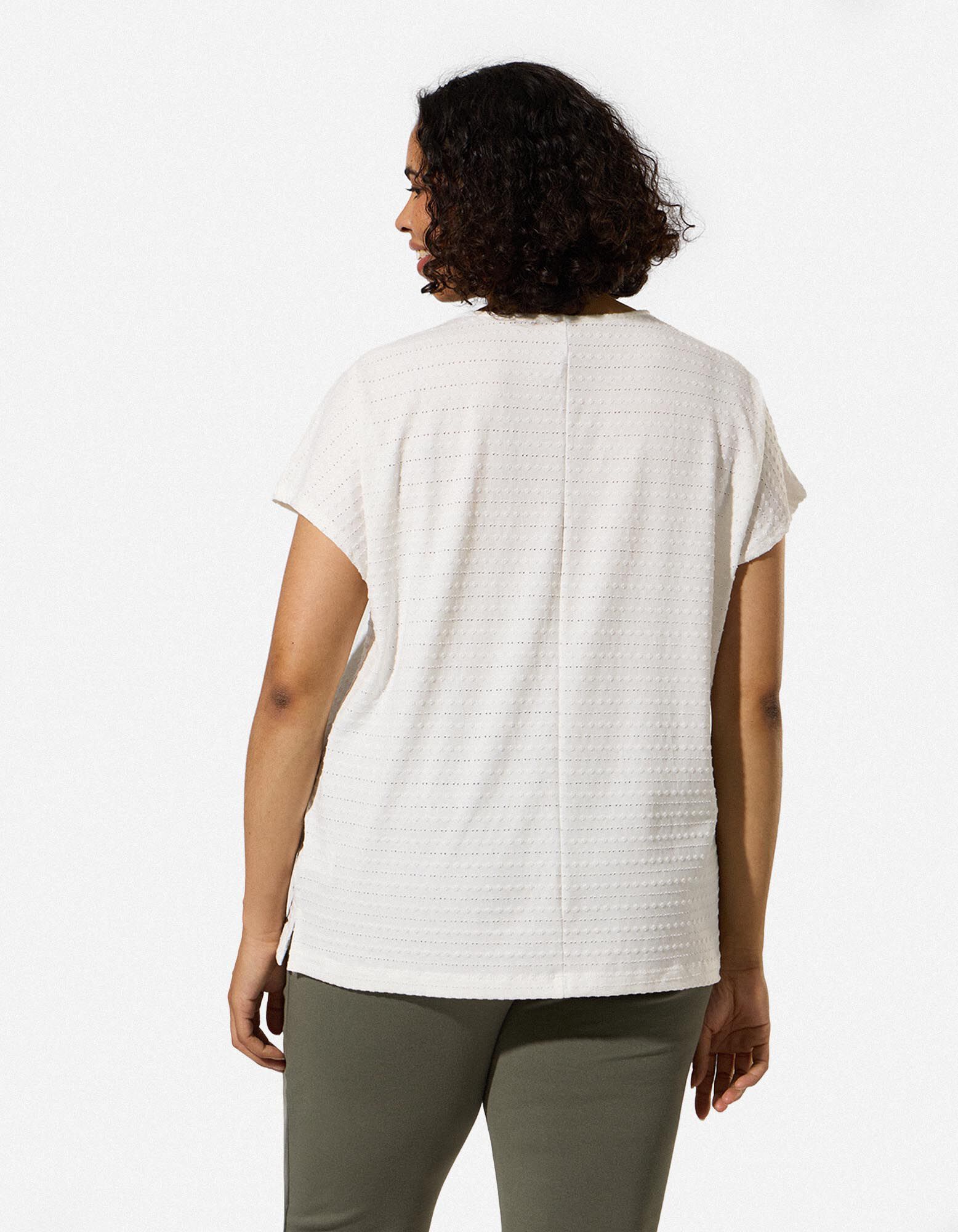 Blusenshirt - Material-Mix - Off-White