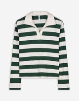 Pololangarmshirt - Streifen - weiß
