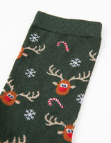 Ponožky - Vianoce - tmavozelena