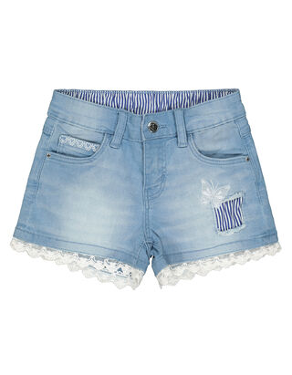 M&auml;dchen Jeansshorts mit Stickerei und Spitze