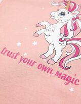 Komplet srajce in krila - Lesketajoč se potisk - roza