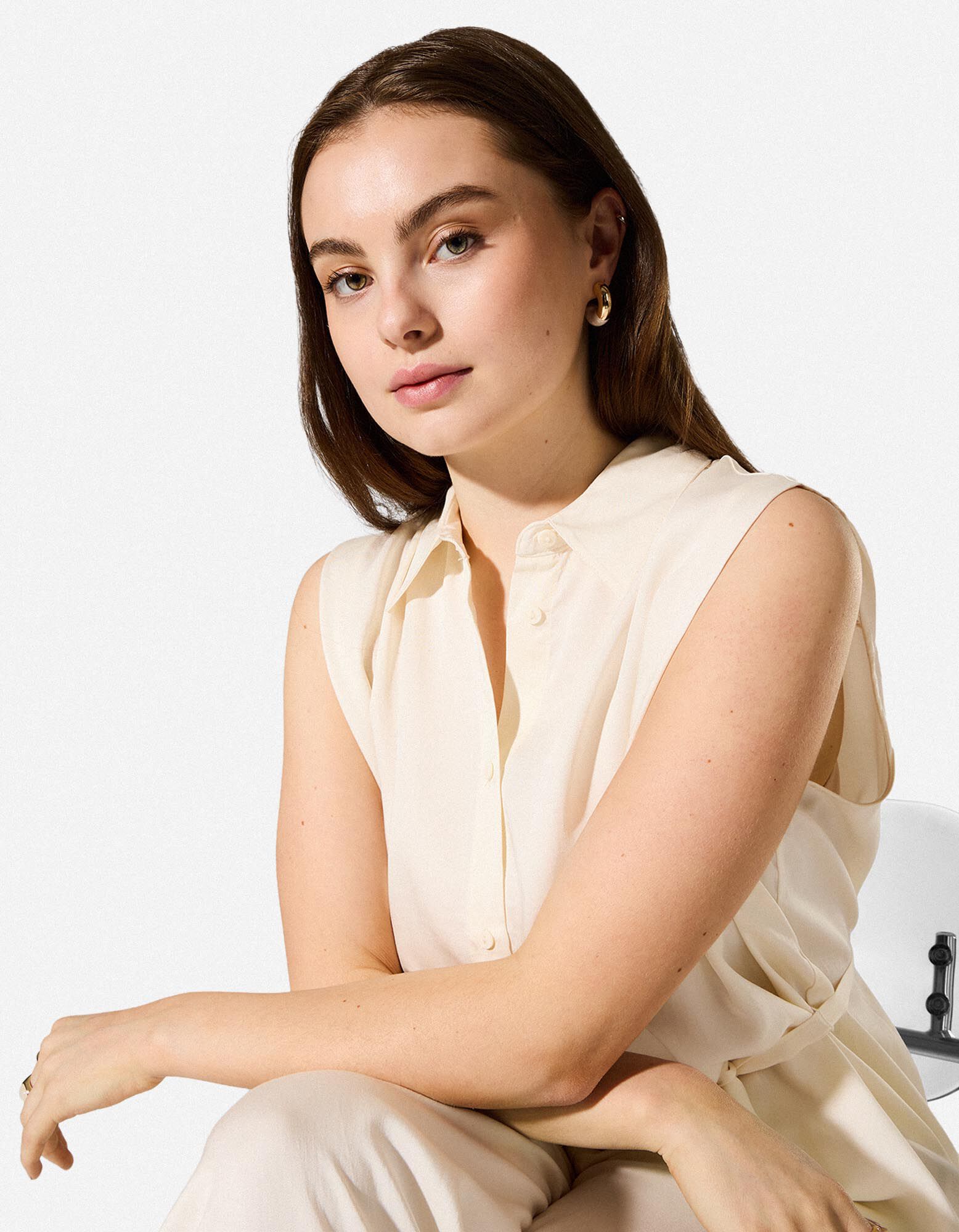 Bluse - einfarbig - Wei&szlig;