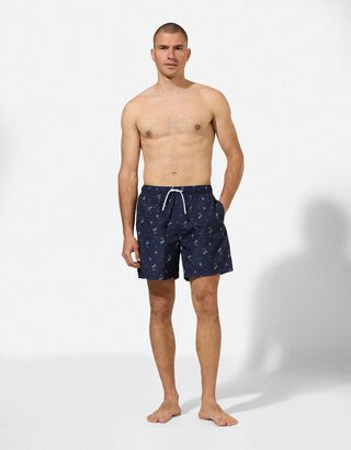 Badehose - Print - dunkelblau