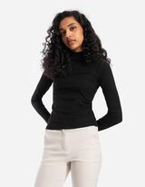 Tričko s dlh&yacute;mi ruk&aacute;vmi - Mockneck - cierna