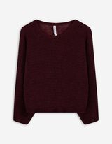 Strickpullover - V-Ausschnitt - dunkelrot