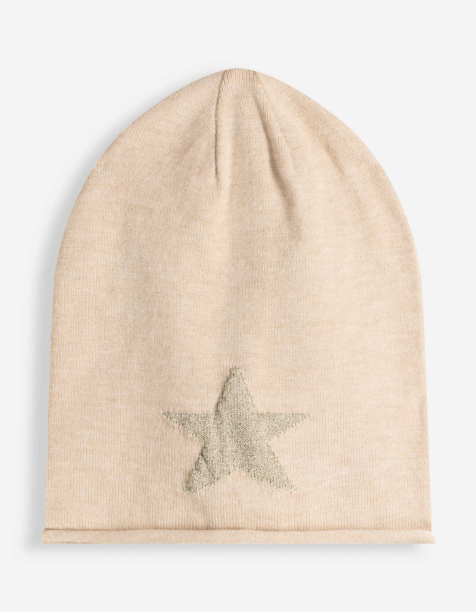 Beanie - Glitzerprint - Beige