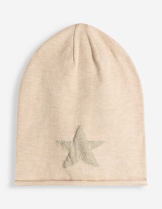 Beanie - Glitzerprint - Beige