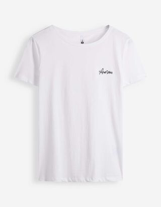 T-Shirt - Stickereien - Wei&szlig;