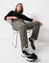 Pantalon en velours c&ocirc;tel&eacute; - Ceinture &eacute;lastique - Vert