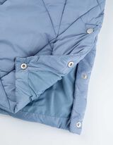 Długa kamizelka - kaptur z troczkiem - niebieski