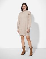 Kleid - Rollkragen - beige