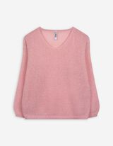 Strickpullover - V-Ausschnitt - rosa