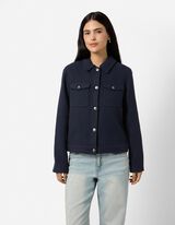 Veste - Aspect laine - bleu fonc&eacute;