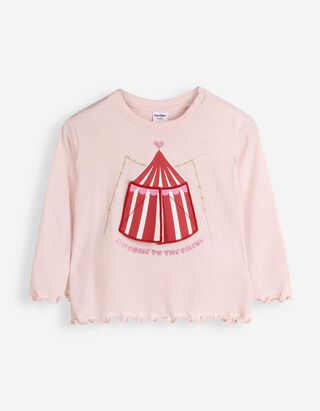 T-shirt &agrave; manches longues - Coton - ros&eacute; tendre 