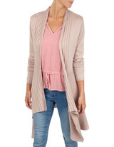 Damen Cardigan mit gerippten Eins&auml;tzen