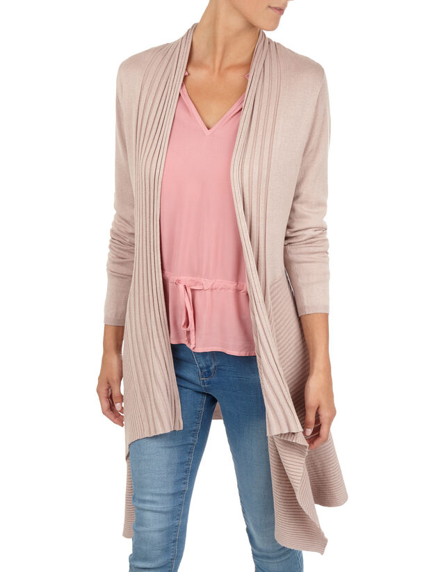 Damen Cardigan mit gerippten Eins&auml;tzen