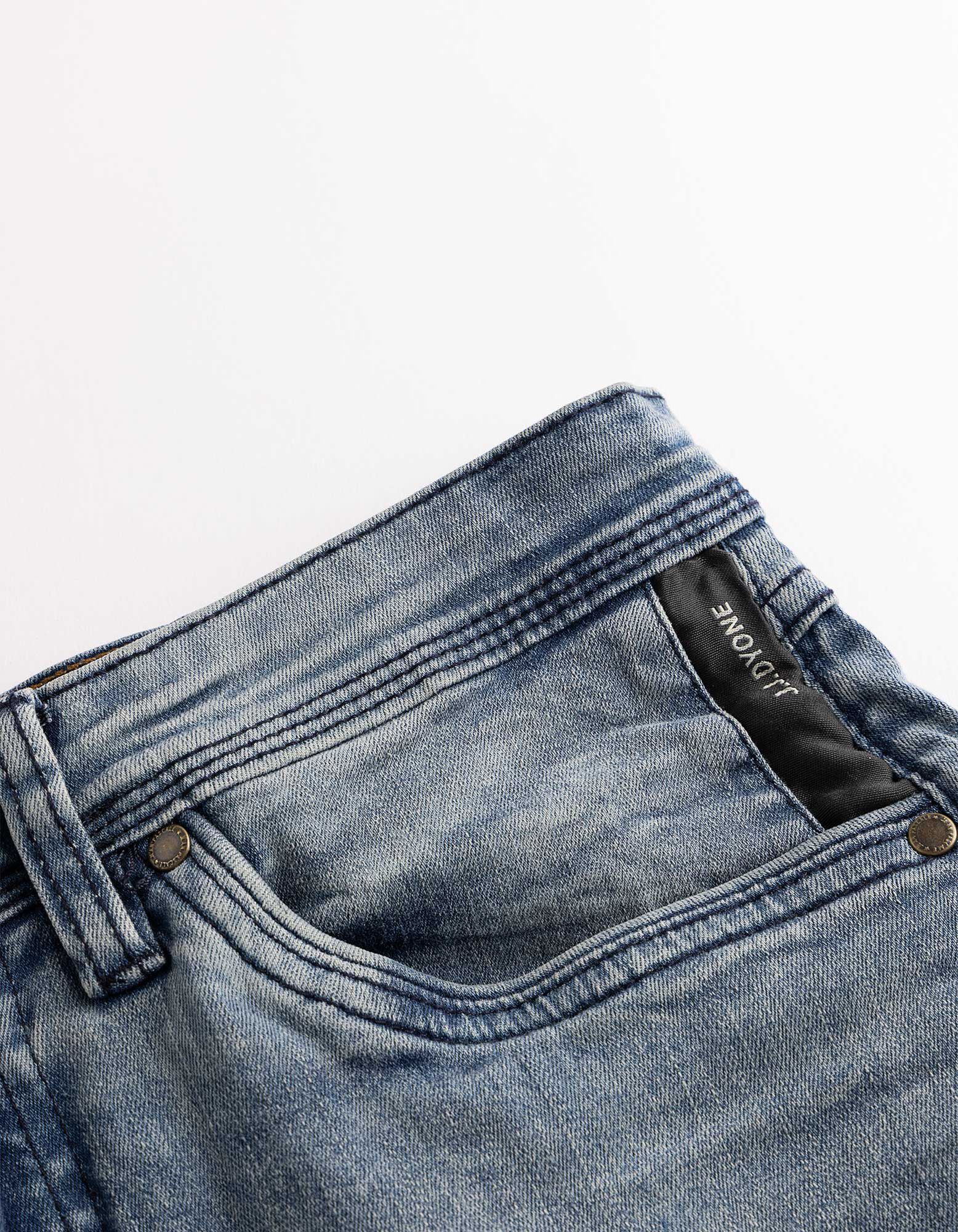 Short en jean - effet d&eacute;lav&eacute; - Bleu