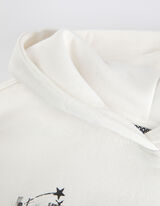 Felpa con cappuccio - Stampa frontale - bianco