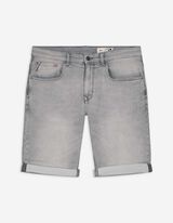 Denim short - Vaste pijpomslag - grijs