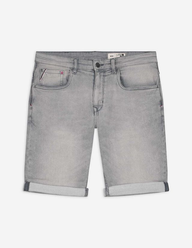 Denim short - Vaste pijpomslag - grijs
