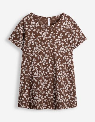 T-Shirt - Allover-Muster - Braun
