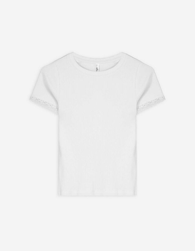 T-Shirt - Ziernähte - weiß