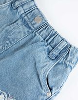 Paperbag stiliaus kelnės - Siuvinėjimai - sviesiai melynas