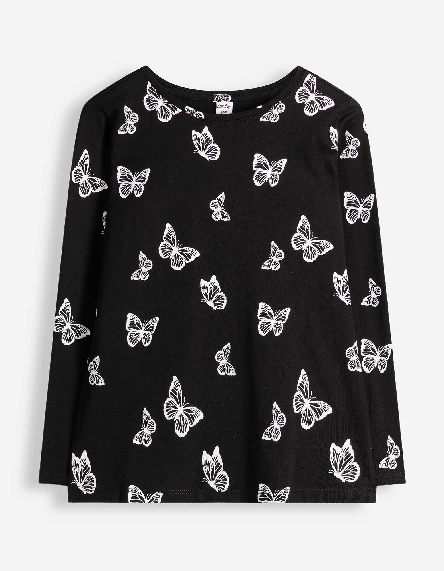 Lang shirt - Print all-over - Zwart