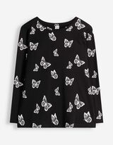 Lang shirt - Print all-over - Zwart