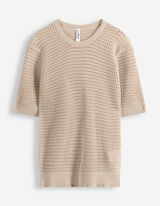 Strickpullover - Baumwoll-Mix - beige